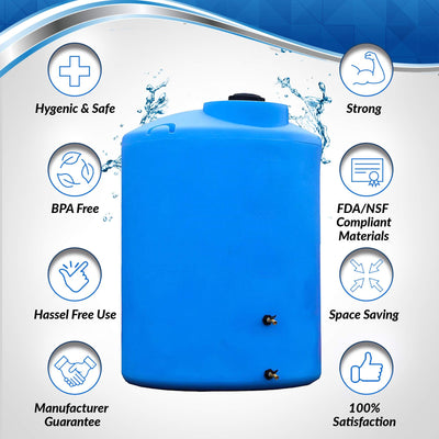 500 Gallon Water Storage Tank By SureWater – Emergency Water Tank with Spigot for Emergency Disaster Preparedness - Water Supply Tanks